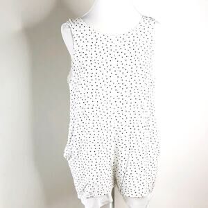 Lelis Romper Blue Stars Size Large Sleeveless White With Pockets 4th July